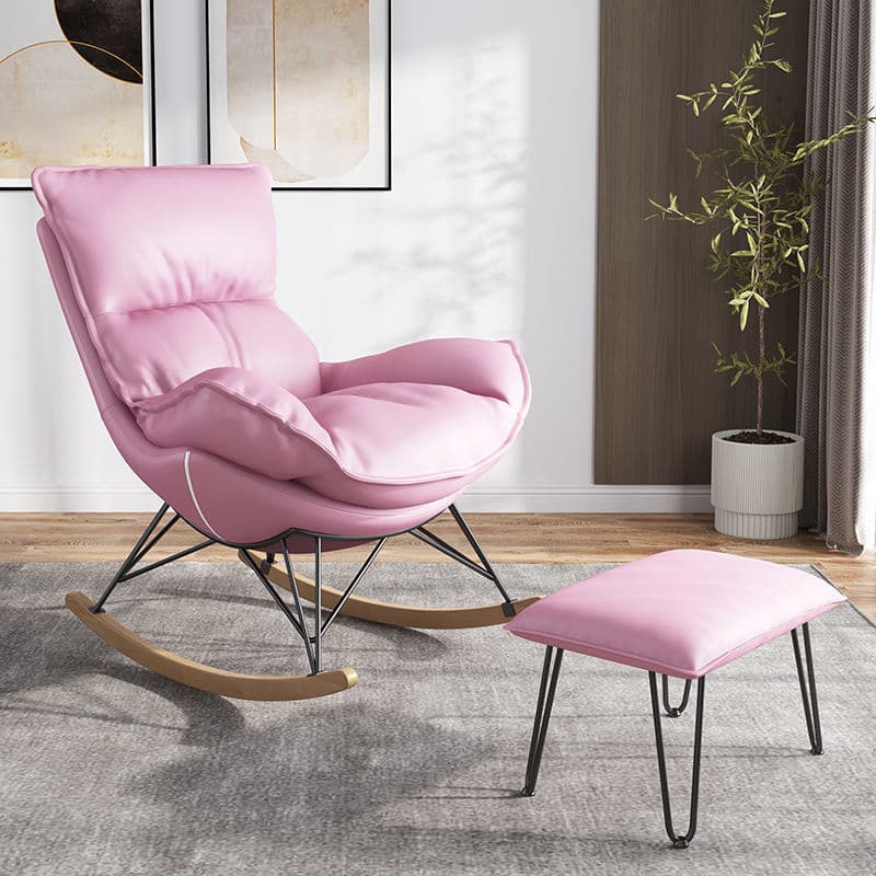 Modern Water Proof Cerulean/Dove Grey/Olive Green Upholstered Living Room Rocking Chair with Upholstered Footstool thumbnail 7