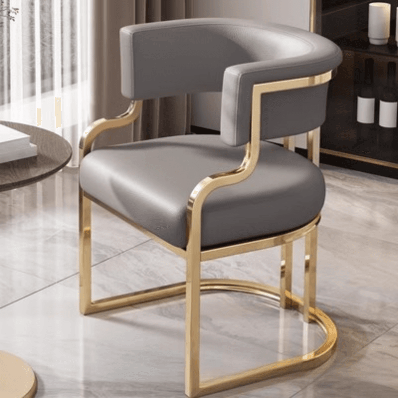 Minimalist Arm Chair with Cushioned Seat, Arms, Metallic Metal Legs, and Low Back thumbnail 6