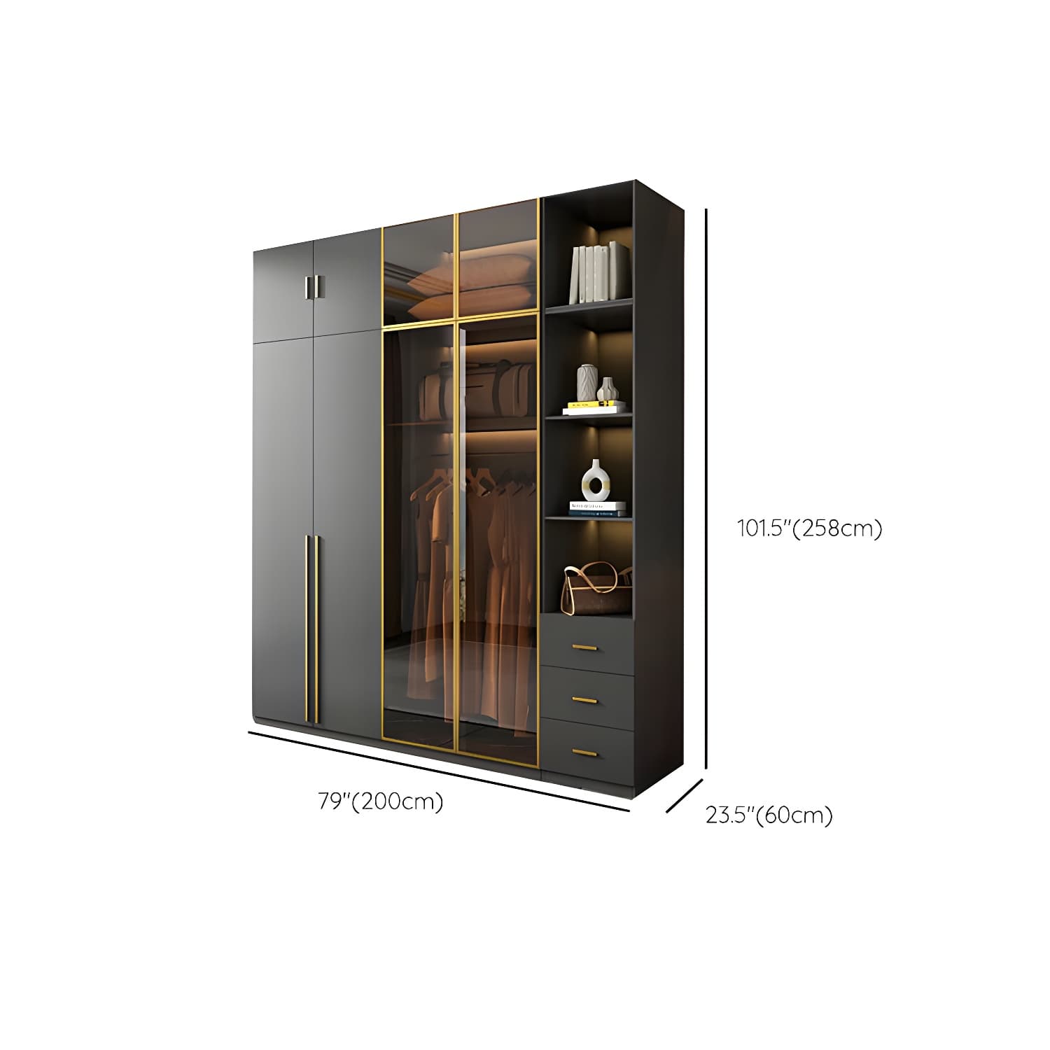 Modern Glass Wardrobe Wardrobe Armoire Wardrobe Cabinet for Home thumbnail 34