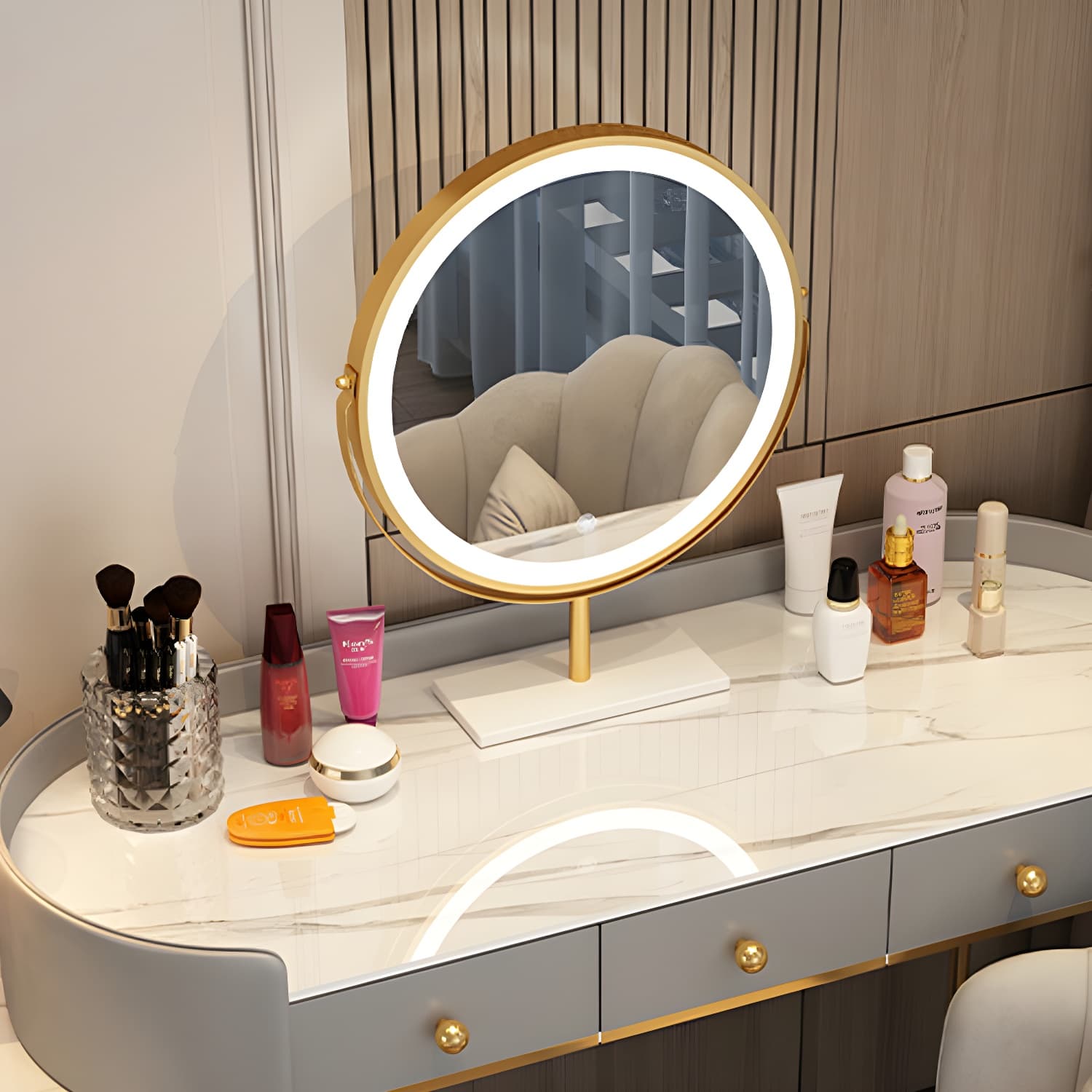 Wooden Makeup Vanity Desk Bedroom Dressing Table Stool Set with Drawer thumbnail 15