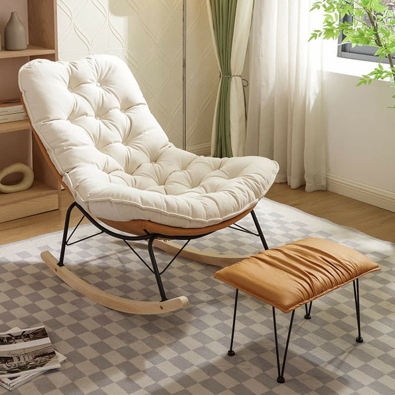 Upholstered Rocking Chair with Wood Legs - Armless Design, Resistant to Scratches and Stains thumbnail 14
