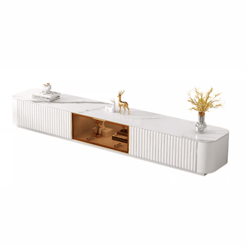 Trendy Vitreous Countertop TV Stand with Closet and 2 Drawers for Sitting Room thumbnail 8