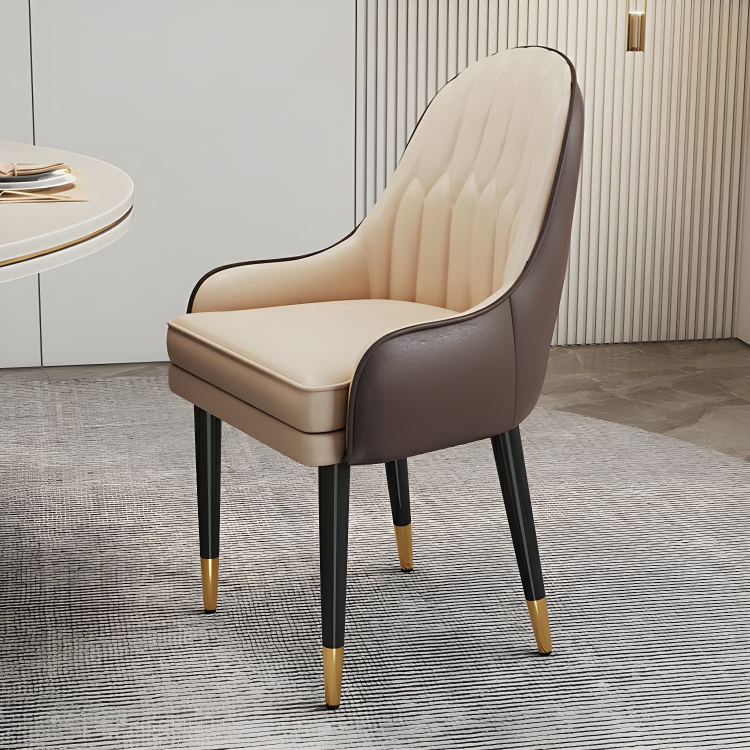 Glam Arm Chair with Upholstered Faux Leather, Solid Back, and Metal Legs thumbnail 7