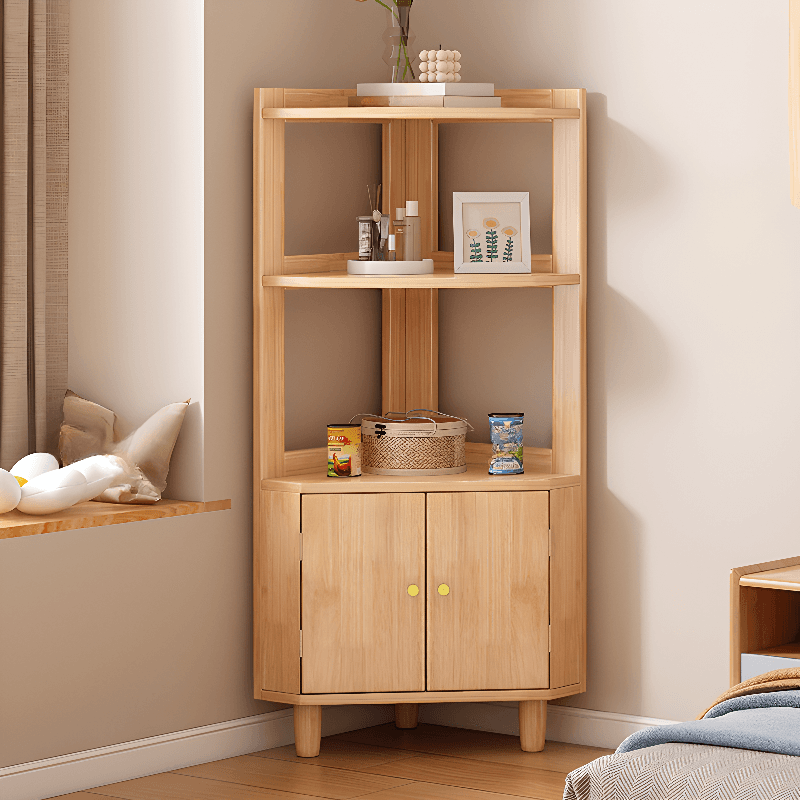 Art Deco Lumber Accent Cabinet Wood Color/Sepia Nook with Storage Cabinet, Pull Knobs and 5 Exterior Shelves/4 Exterior Shelves/3 Exterior Shelves thumbnail 5