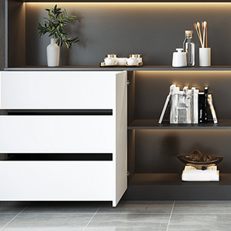 Standard/Wide Chalk 3 Drawers Closet 2 Shelves/1 Shelf Glass Doors Functional Storage Cabinet Sideboard thumbnail 4