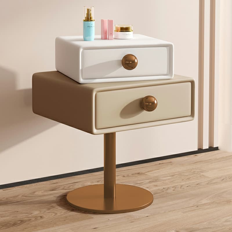 Modern Faux Leather Drawer Storage Nightstand in Narrow for Bedroom thumbnail 4