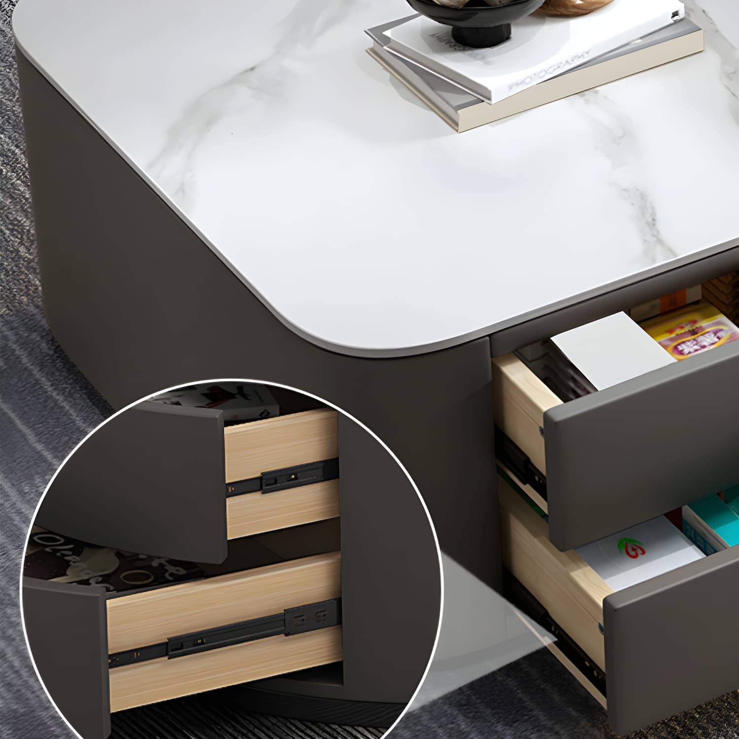 Square Coffee Table Glass Top 2 Nesting Coffee Table Set with Storage thumbnail 20