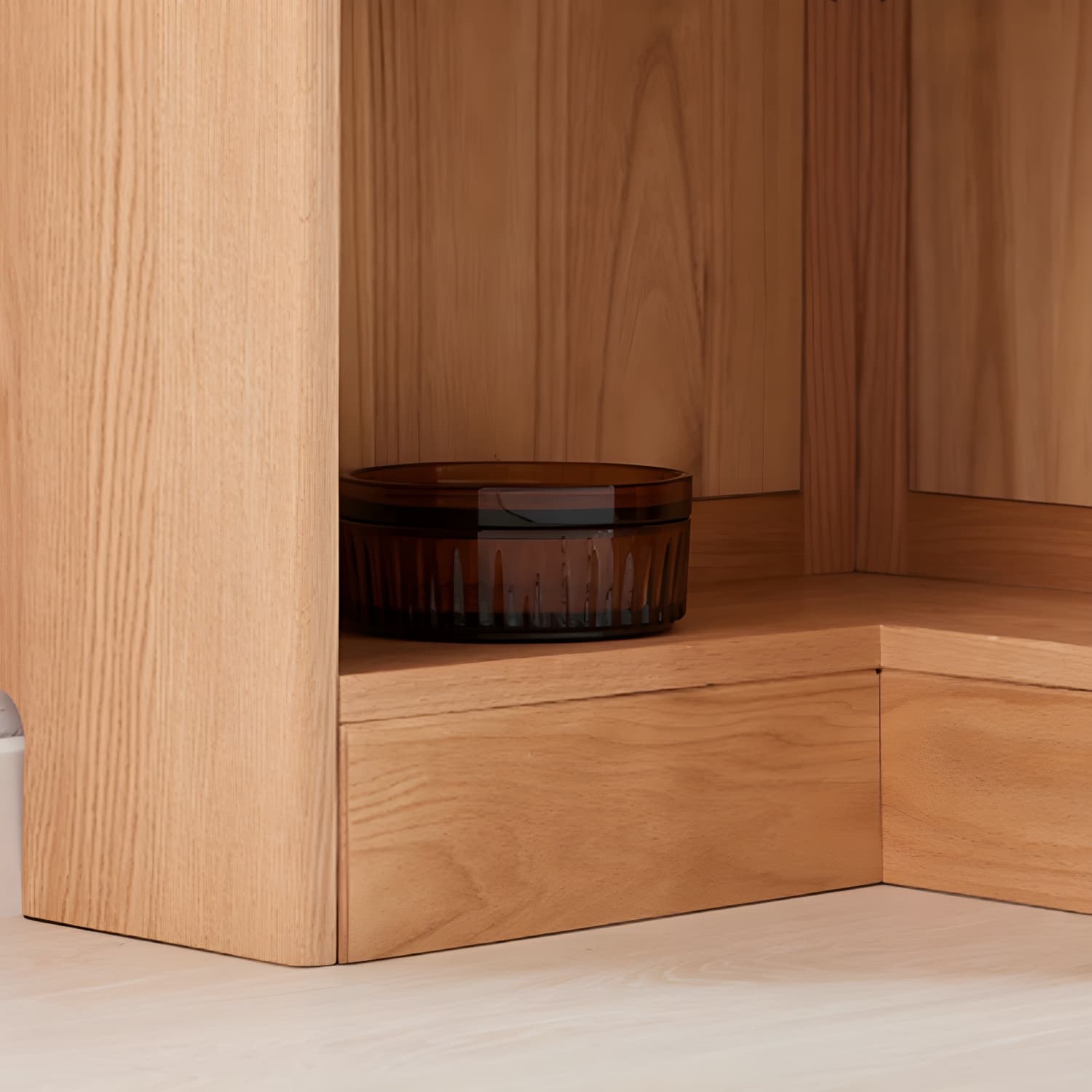 Modern Solid Wood Corner Shelves Included Side Cabinet for Bedroom thumbnail 7