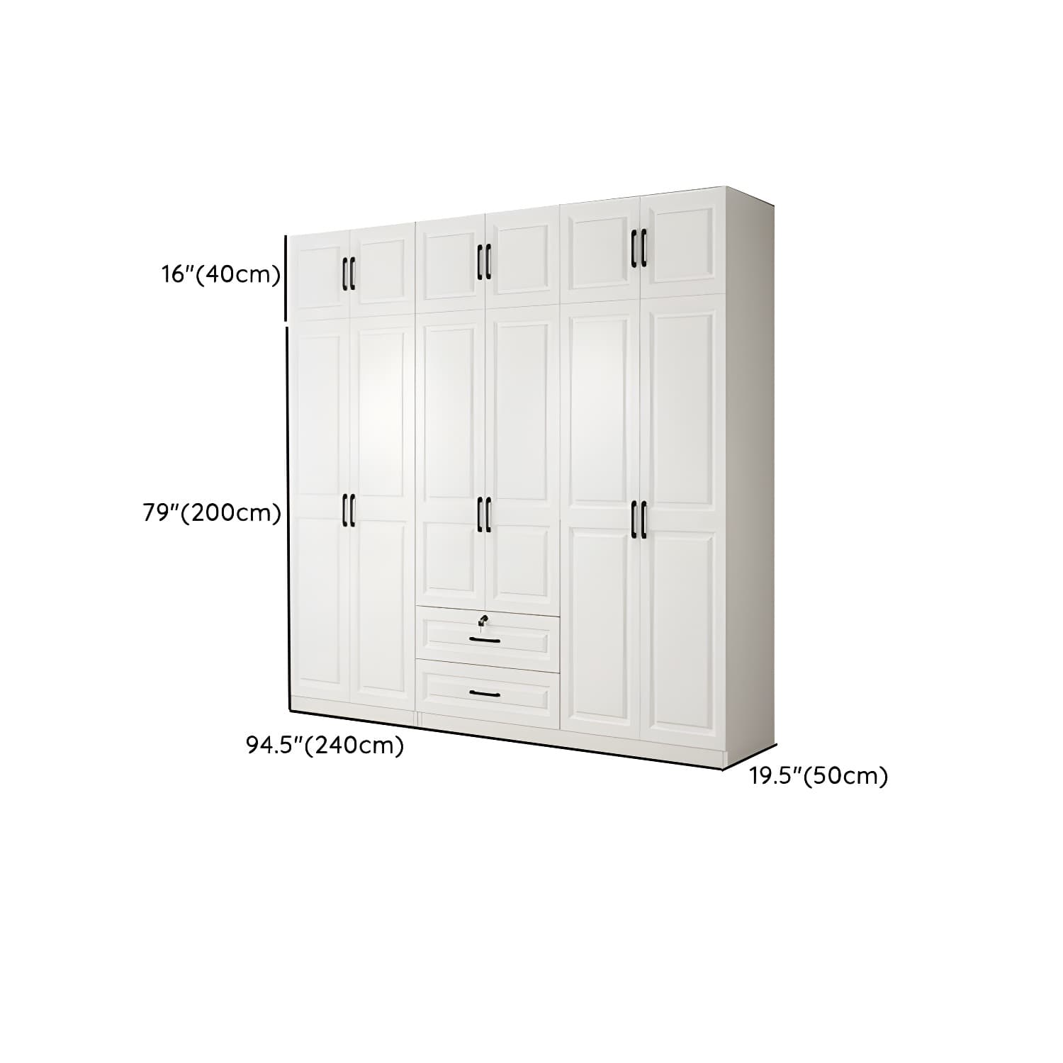 White Wood Wardrobe Armoire with Drawers, Shelves, and Clothing Rod thumbnail 23