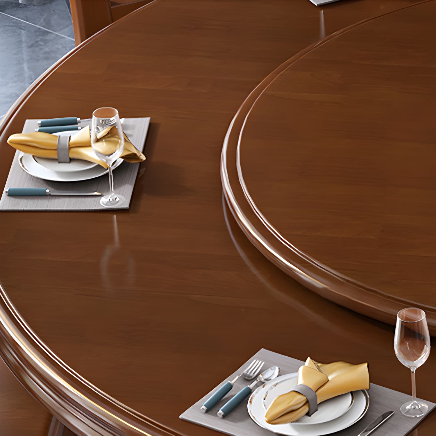 Round Solid Wood Dining Table Modern Turntable Furniture with Pedestal Base thumbnail 11