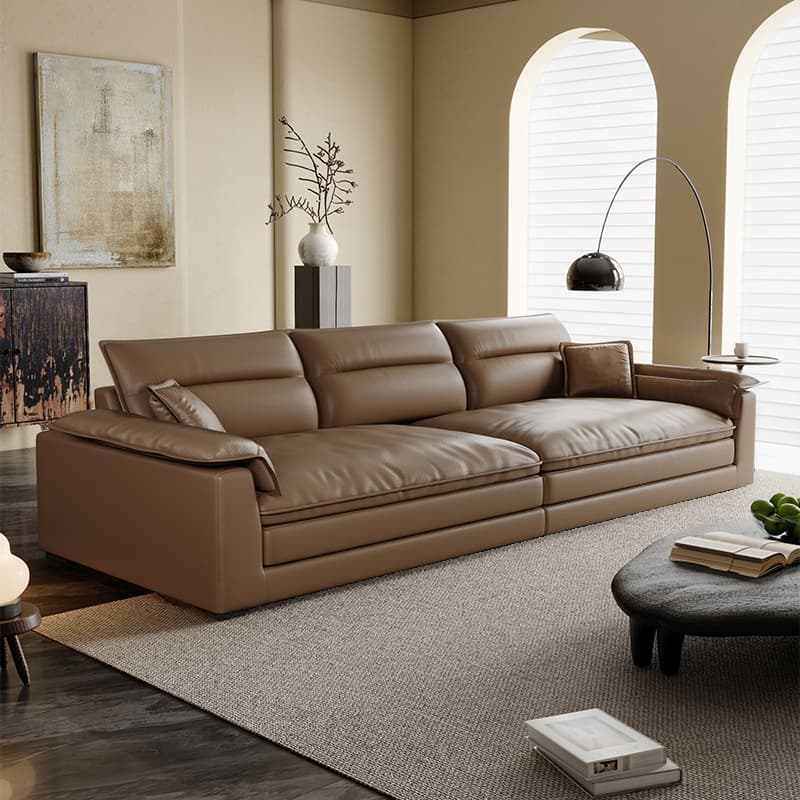 Modish Solid Color Water Resistant Standard Sofa in Light Gray/White/Light Brown with Seats 3/2-seater and 2 Pillows thumbnail 4