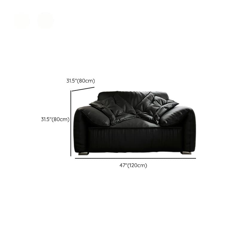Modish Solid Color Tear Resistant Standard Sofa in Midnight Black, Seats 5/4 Person/for 3 with 2 Pillows thumbnail 4