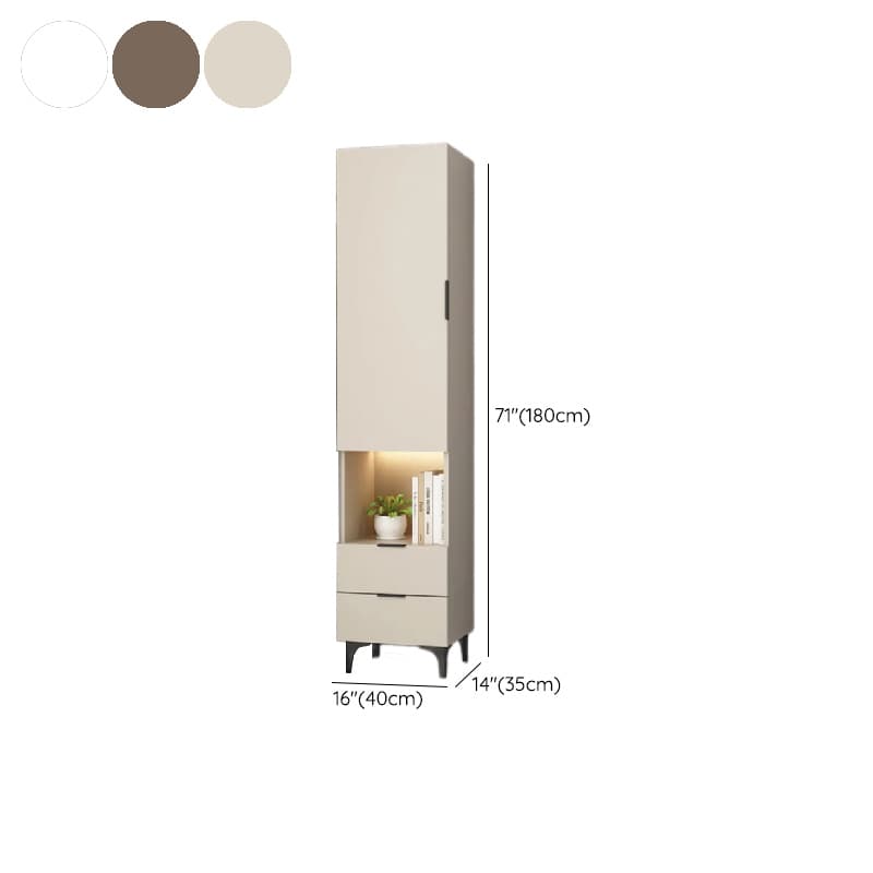 Rectangle Utility Cabinet with Locker, Glass Door, Pull Bars, White/Espresso/Off White Top, Soft Close Drawer, and Light thumbnail 16