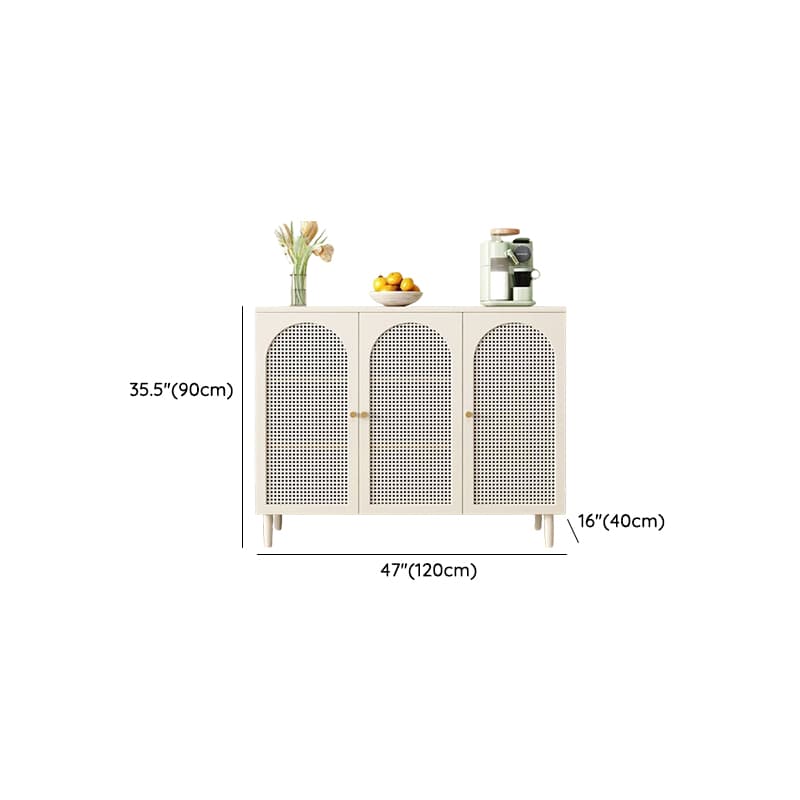 White Trendy Sideboard with 3 Drawers, Narrow/Standard Size, 3/6 Shelves, Lumber Countertop, and Glass-panel Door thumbnail 13
