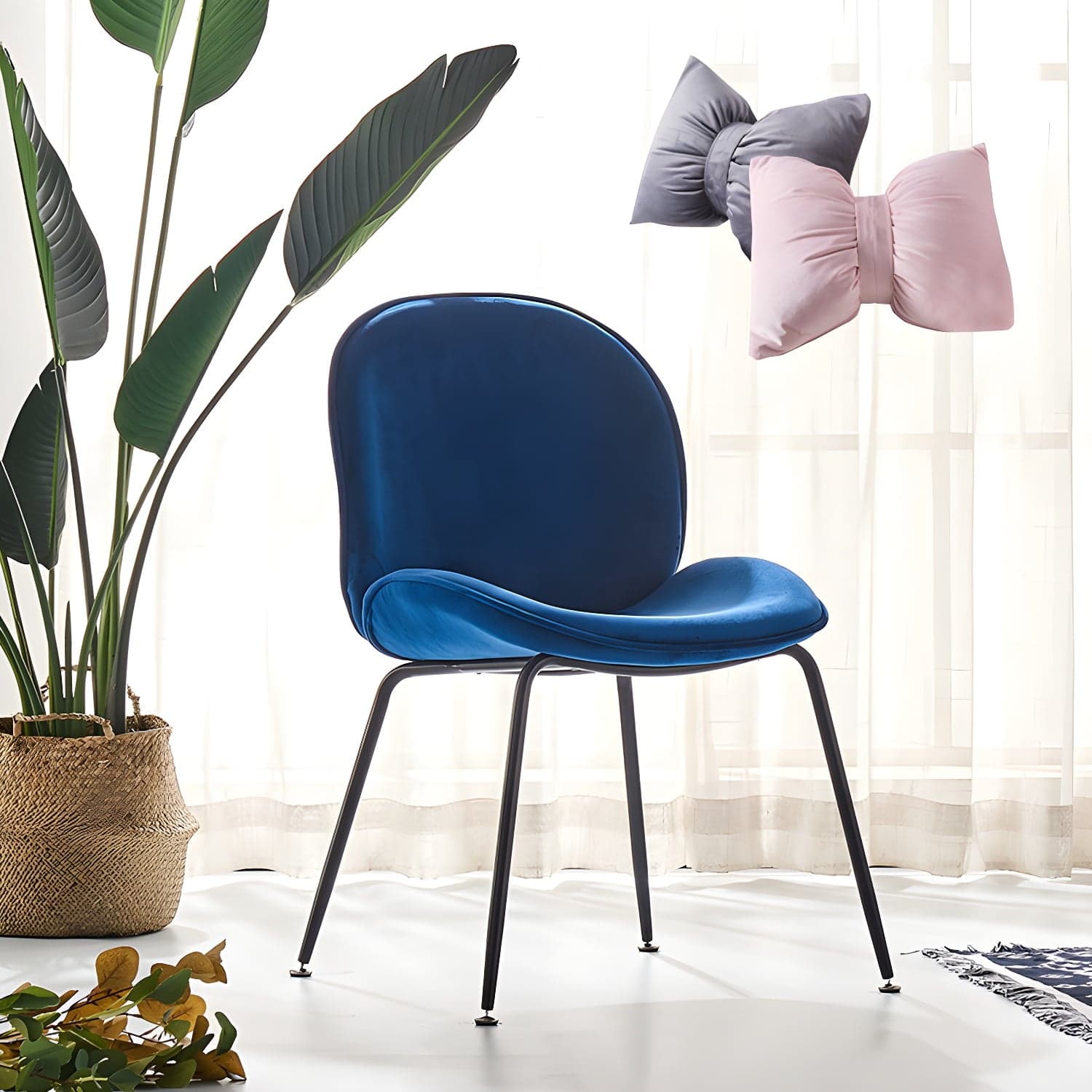 Metal Scandinavian Restaurant Side Chair Matte Finish Wingback Dining Chair thumbnail 3