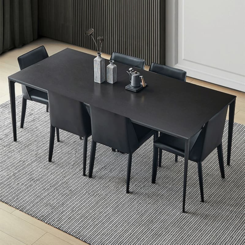 Elegant Industrial Style Dining Set in Black - 7 Piece with Metal Material thumbnail 3