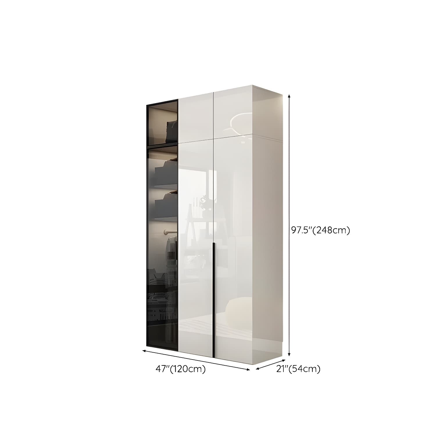 Sleek White Wood Wardrobe Armoire with Soft Close Drawers and Shelves thumbnail 19