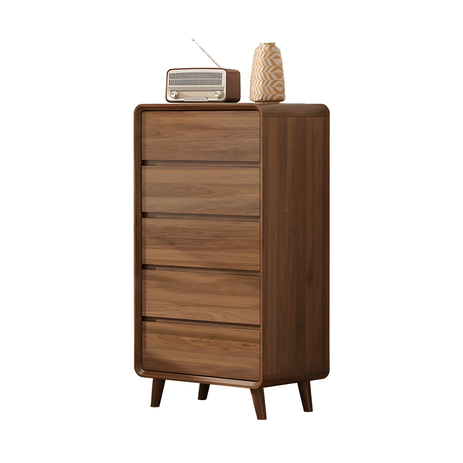 Drawers Included Rubber Wood Chest Brown Wood Grain Design for Home - image 7