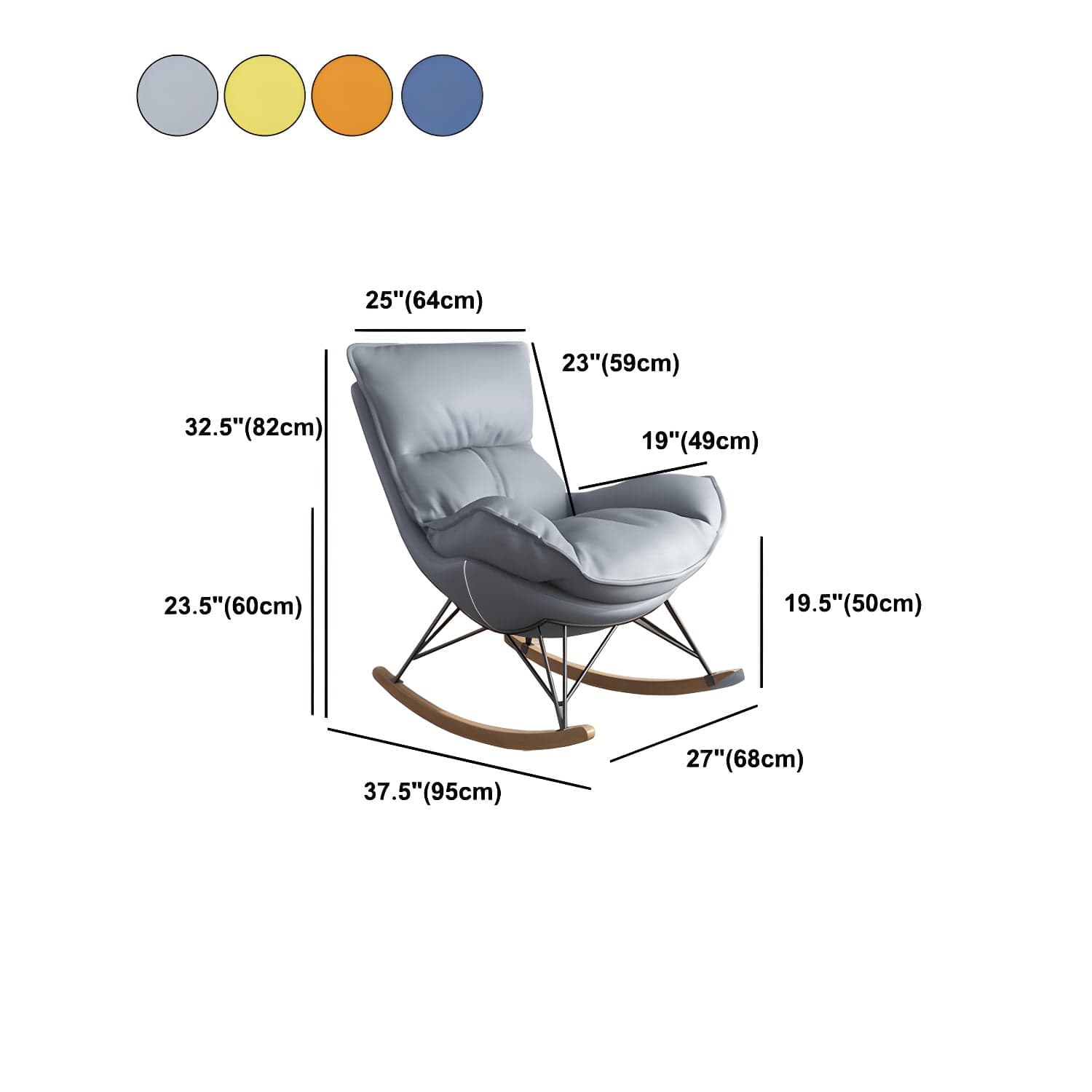 Contemporary Rocking Chair Cotton Upholstered Tufted Wing Chair Back Baby Rocking Chair thumbnail 19