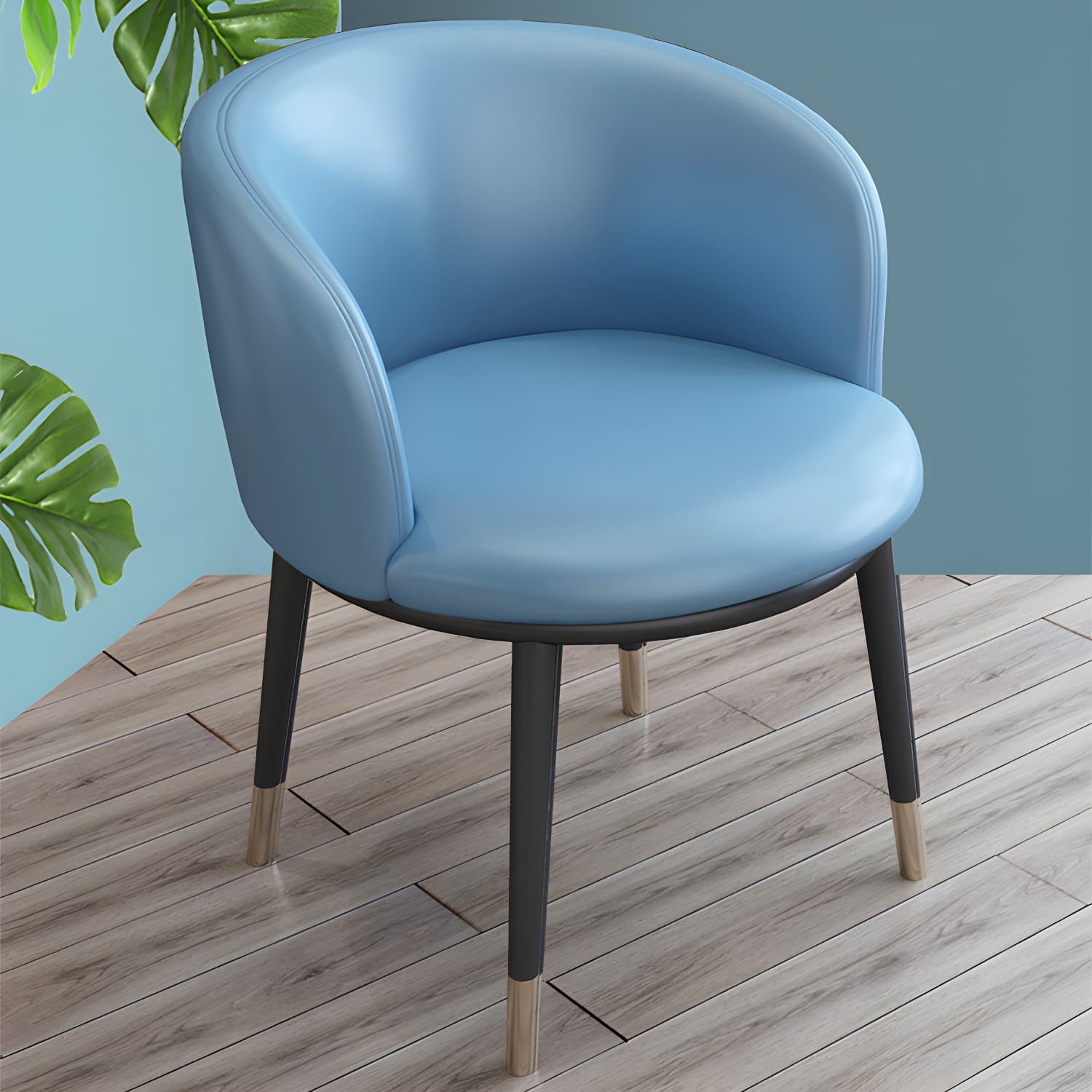 Faux Leather Contemporary Dining Chair with 4 Legs Matte Finish Solid Back Chair thumbnail 25