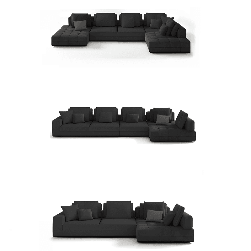 L-Shape Dark Upholstery Corner Sectional, Seats 5 with Button-tufted Design thumbnail 2