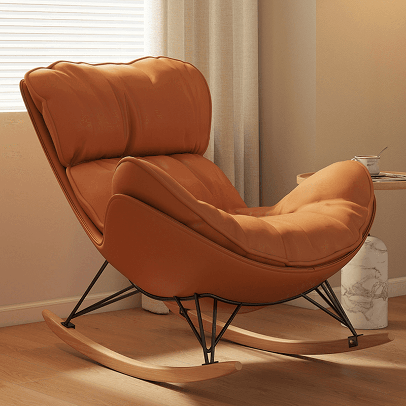 Simple Upholstered 2 Piece Set Porch Rocker with Scratch-tolerant Padded Ottoman - image 3