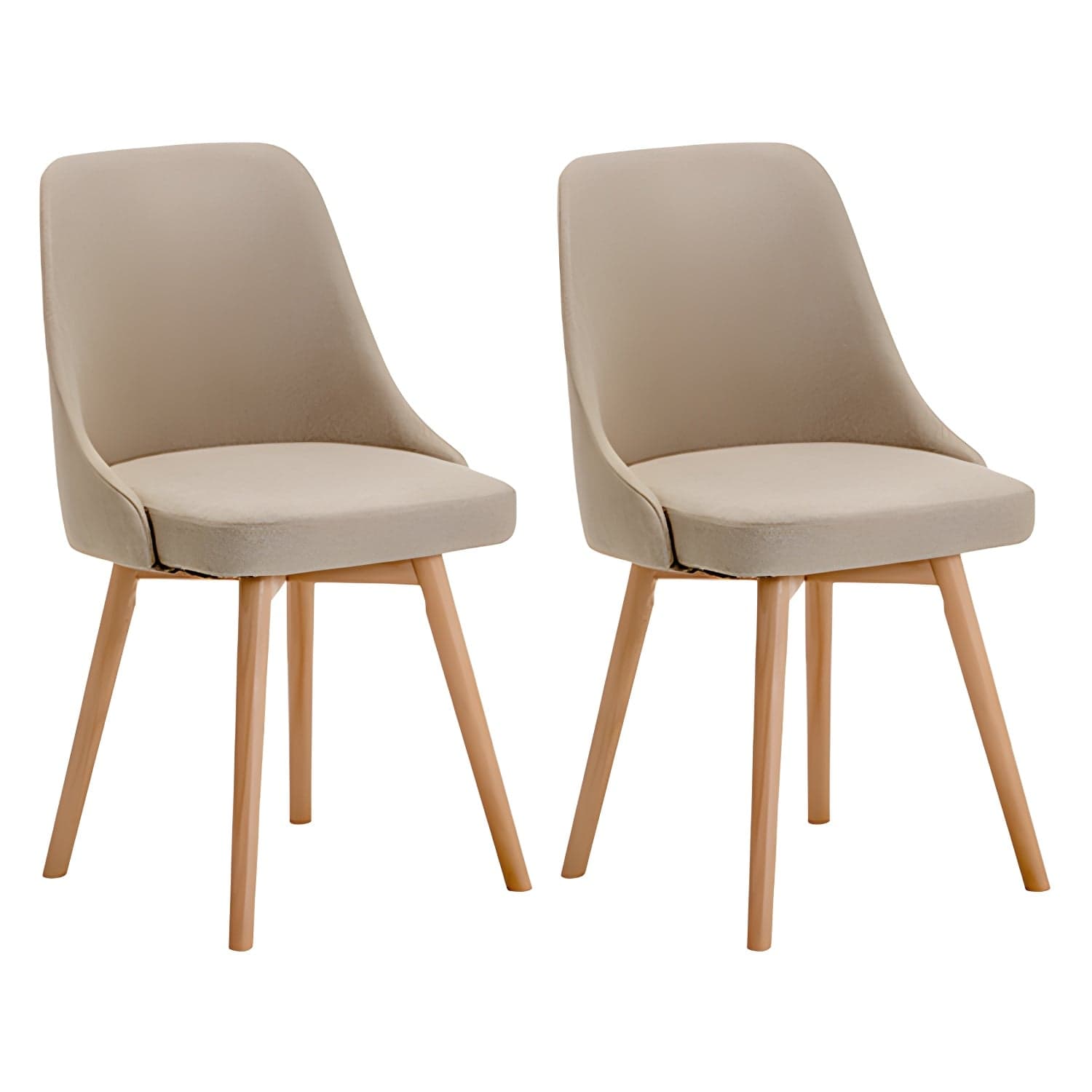 Upholstered Armless Dining Chairs Scandinavian Side Dining Chairs with Wood Legs thumbnail 5