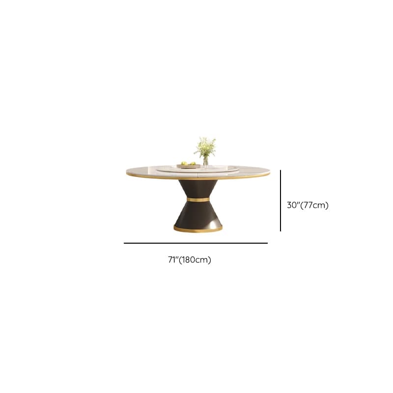 Minimalist Rounded Dining Table Set with Stump Base and Enclosed Back in White, Rotatable thumbnail 10