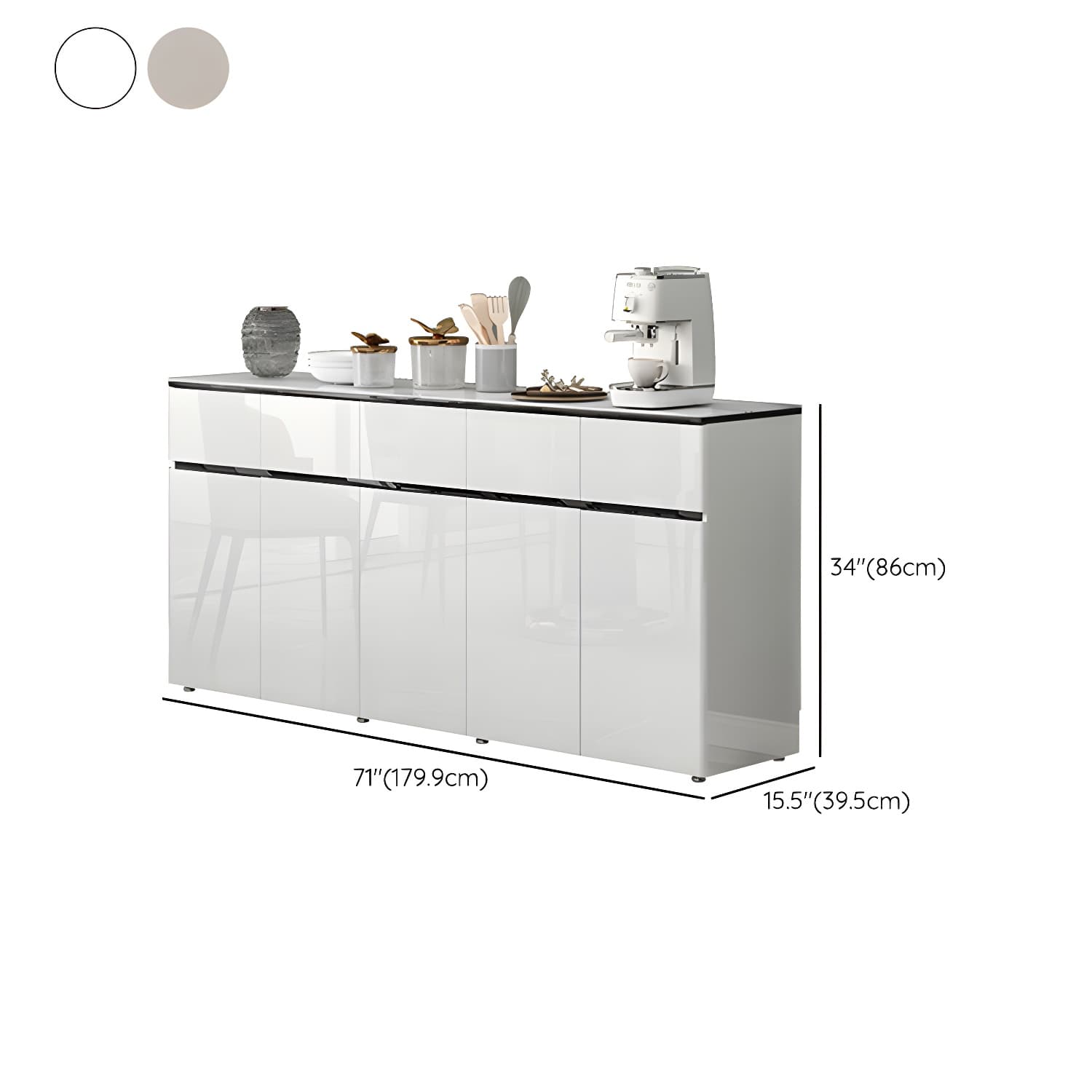 Contemporary Glass Top Sideboard Cabinet with Drawer for Living Room thumbnail 21