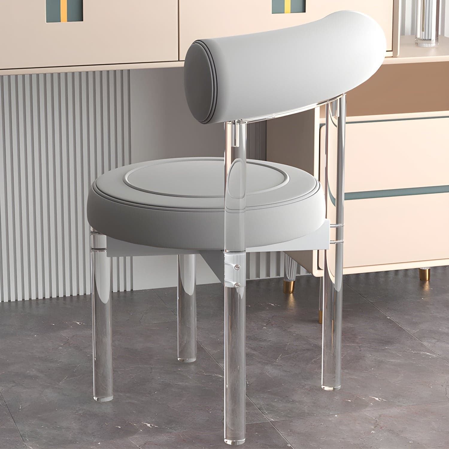 Clear Leg Modern Side Chair with Low Back and Upholstered Polyurethane Seat thumbnail 9
