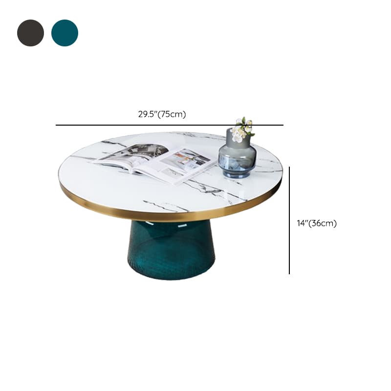 Simplistic Single Side Table with Hardened Glass and Plinth Base, Rounded Top thumbnail 25