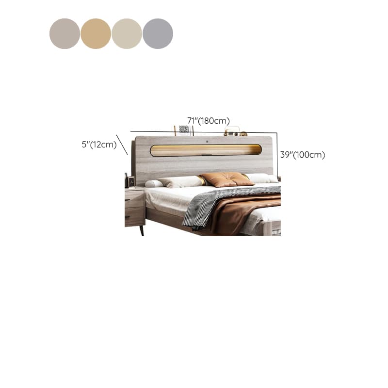 Simplistic Panel Headboard with No Distressing, Shelves, and Illumination Light for Queen/Full/Twin XL Bed in Rectangular Shape, Standard Height thumbnail 9