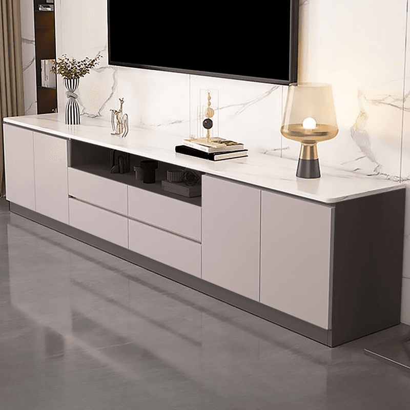 Sleek Vitreous Rectangular TV Stand with Door thumbnail 3