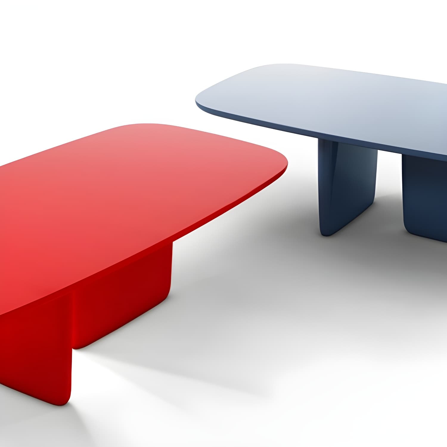 Rectangle Solid Wood Dining Table Modern Table with Double Pedestal Base thumbnail 7