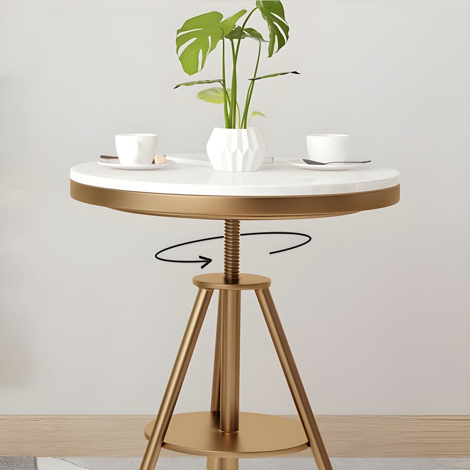 Traditional Luxury Round Dining Table Marble Top Table with Gold Metal Base thumbnail 9