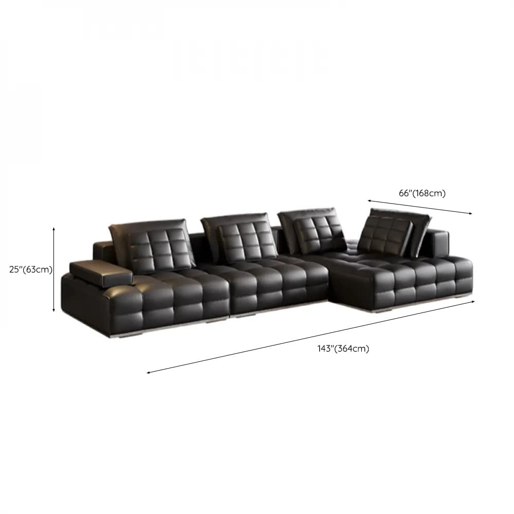 Versatile Black Sofa, Straight/L-Shape, 7-Seater, Horizontal/Right Hand Facing Orientation thumbnail 16