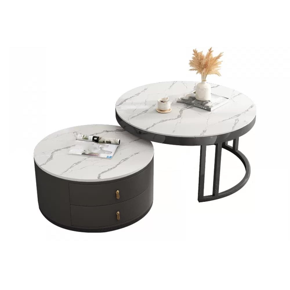 Round Nesting Coffee Table Set Frame Modern Storage Coffee Table thumbnail 8