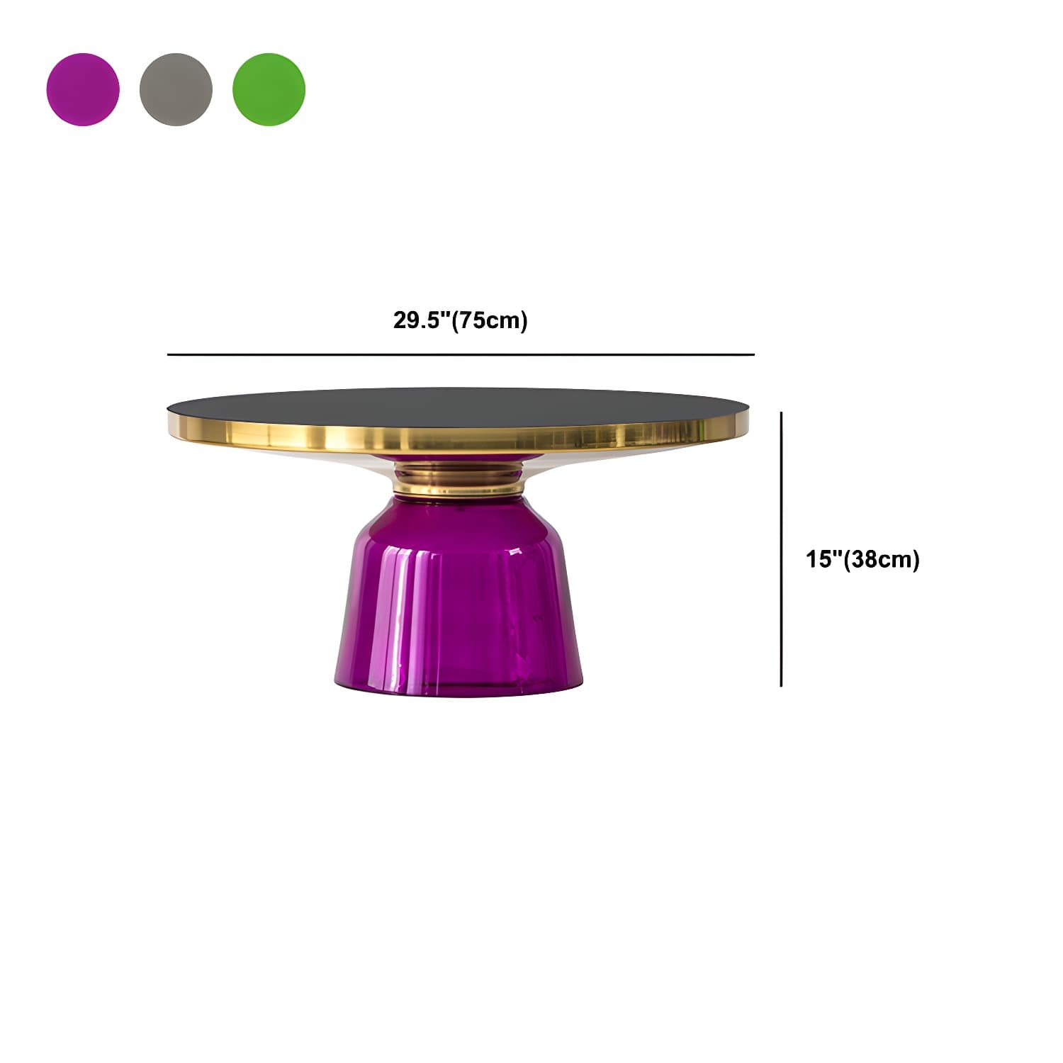 Pedestal Cone Coffee Table Modern Round Glass Top Cocktail Table thumbnail 17