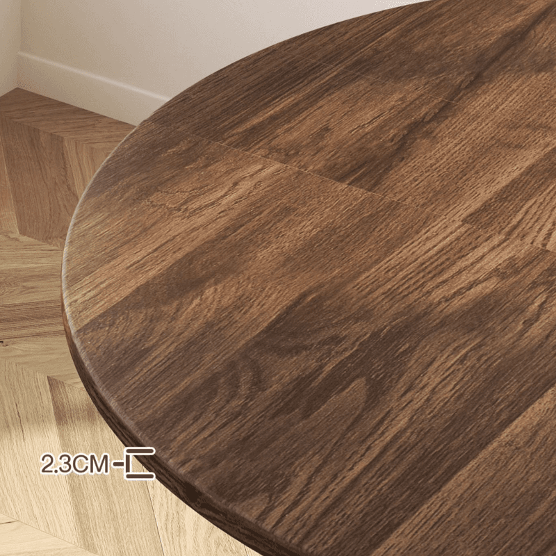 Simple Circular Weathered Wood Dining Table with MDF Top and Extendable Leaf Mechanism thumbnail 7