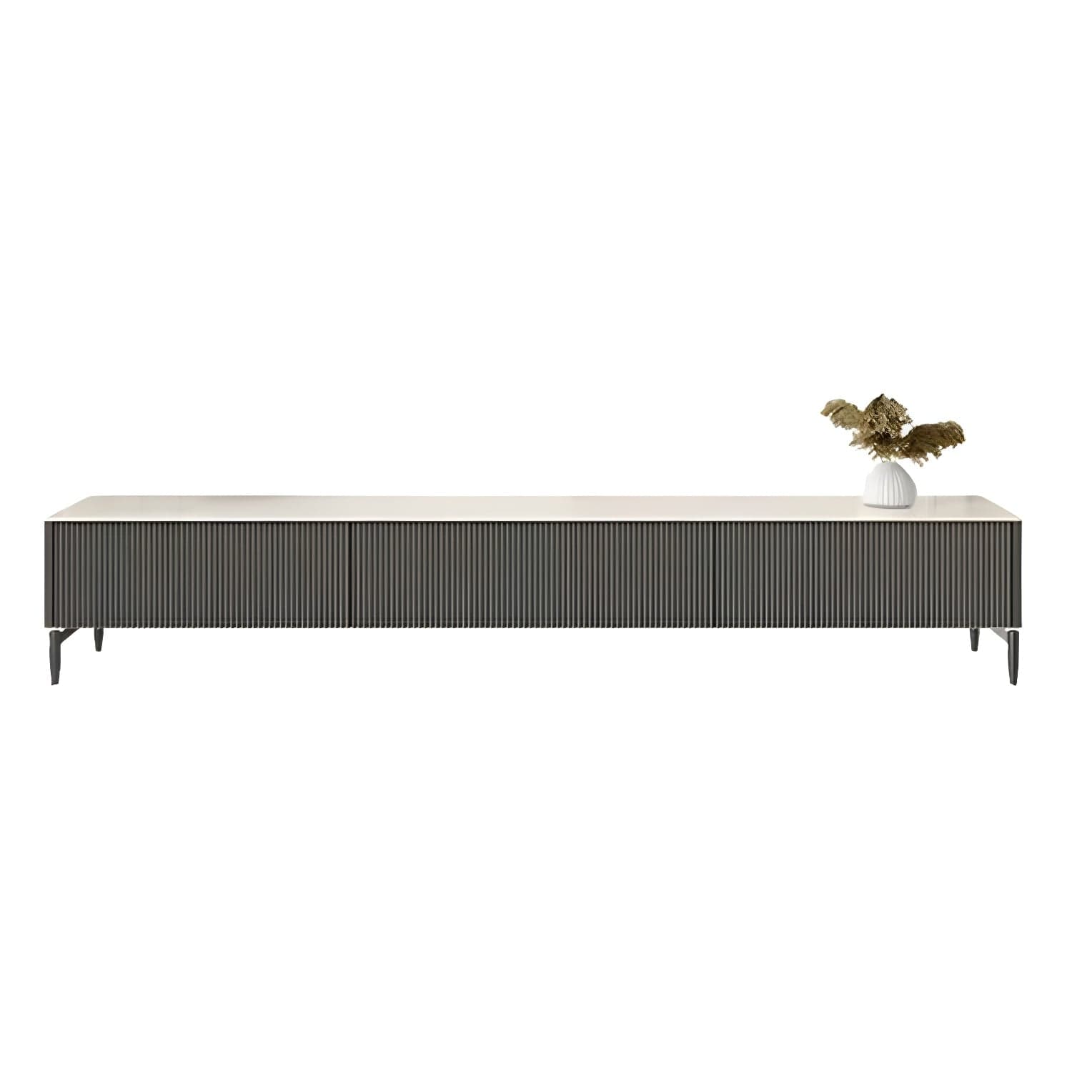 Modern Stone TV Stand with Drawers and Soft Close Glides featuring Cable Management thumbnail 1