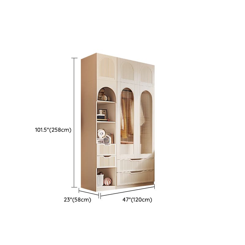 Chalk Almirah in Timber with Clothing Rod, 3 Cabinets/2 Cabinets and 5-Drawer/4-Drawer/3-Drawer in a Minimalist Style, 3-Shelf/2-Shelf Included/Not Included thumbnail 33