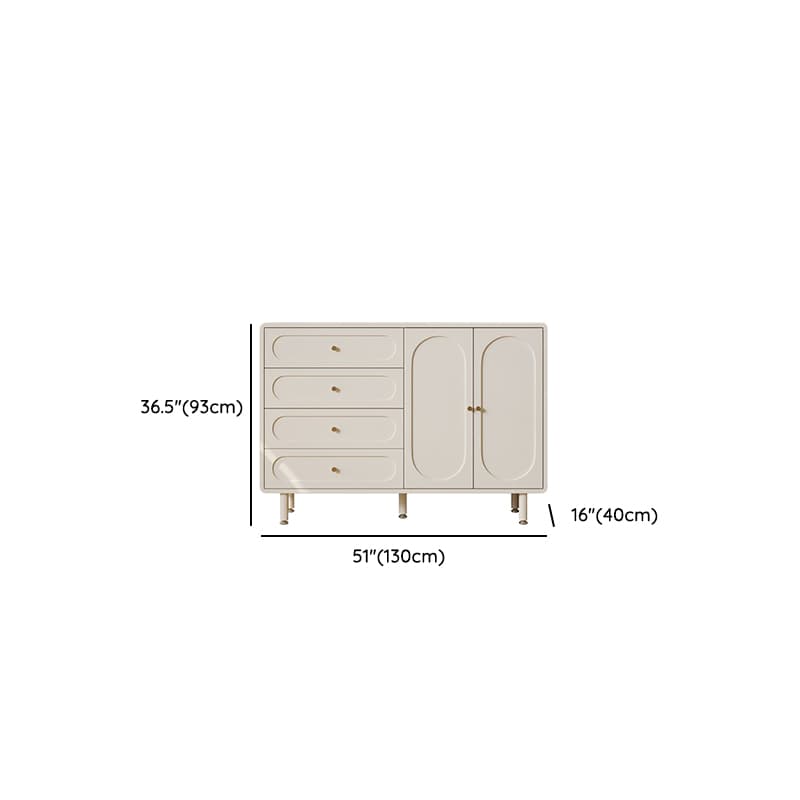 Chalk Casual Particle Board Wood Console Dresser with 5/4 Drawers, Hutch, 3 Interior Shelves, Horizontal thumbnail 14