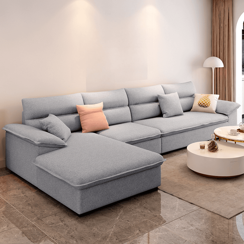 Modern Cotton and Linen L-Shape Sofa Recliner with Concealed Support thumbnail 3