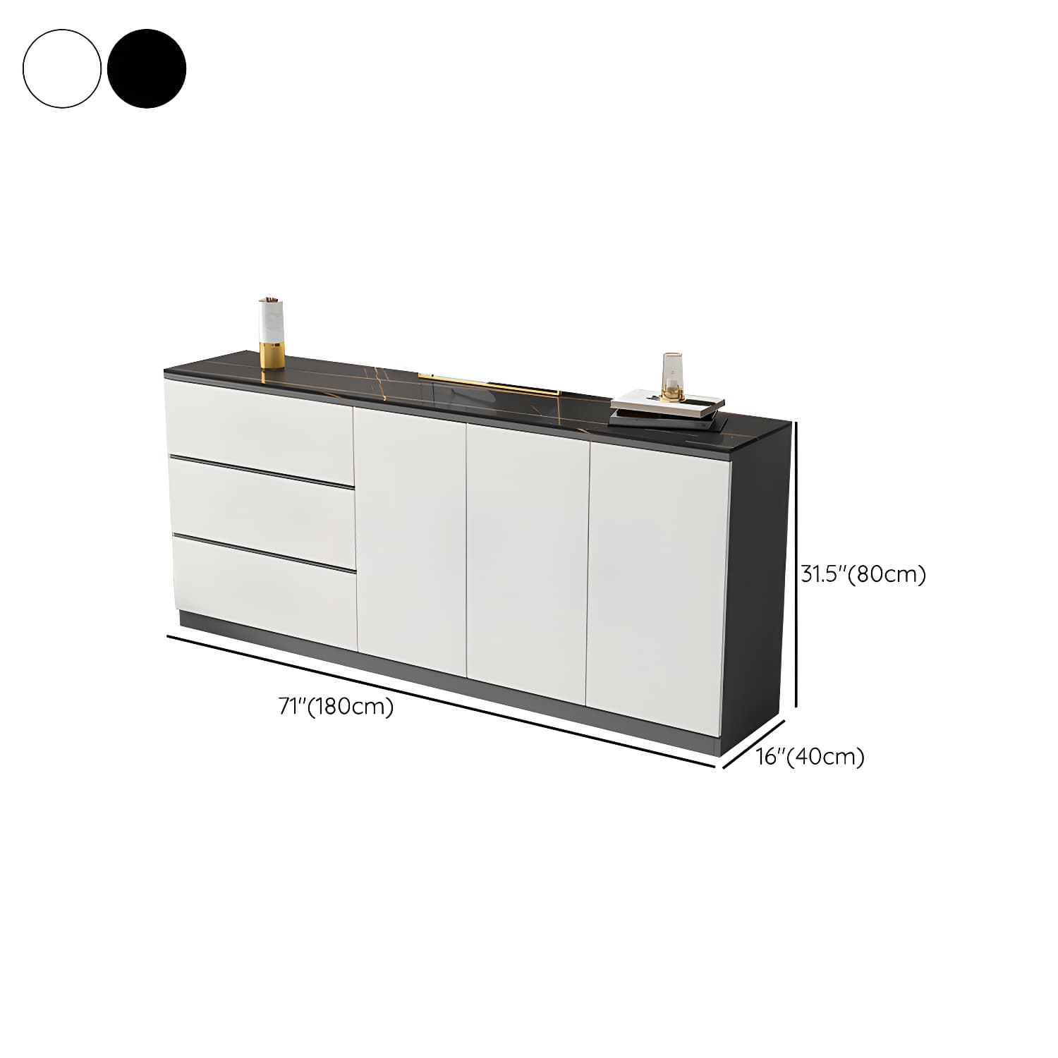 Contemporary Stone Top Sideboard Cabinet with Drawer and Door thumbnail 12