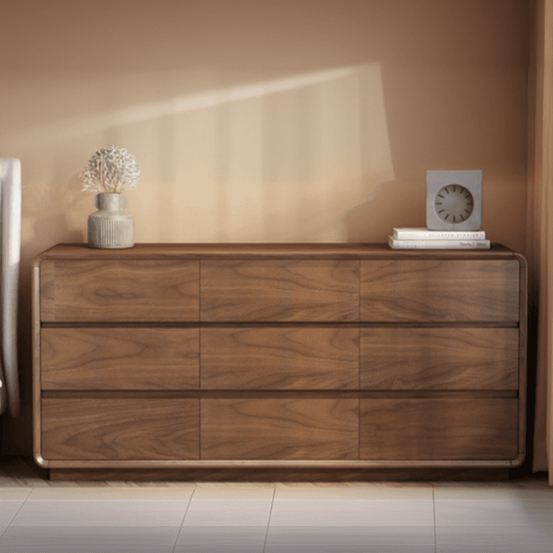 Cocoa Simplistic Natural Wood Double Dresser/Lingerie Chest with 6/9/5 Drawers in Horizontal/Vertical Orientation thumbnail 3
