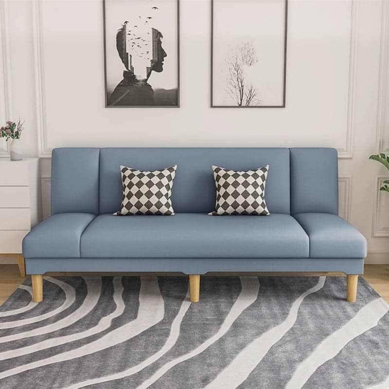 Scandinavian Armless Sleeper Sofa, Light Wood, Foam Filling, Includes Pillows thumbnail 2