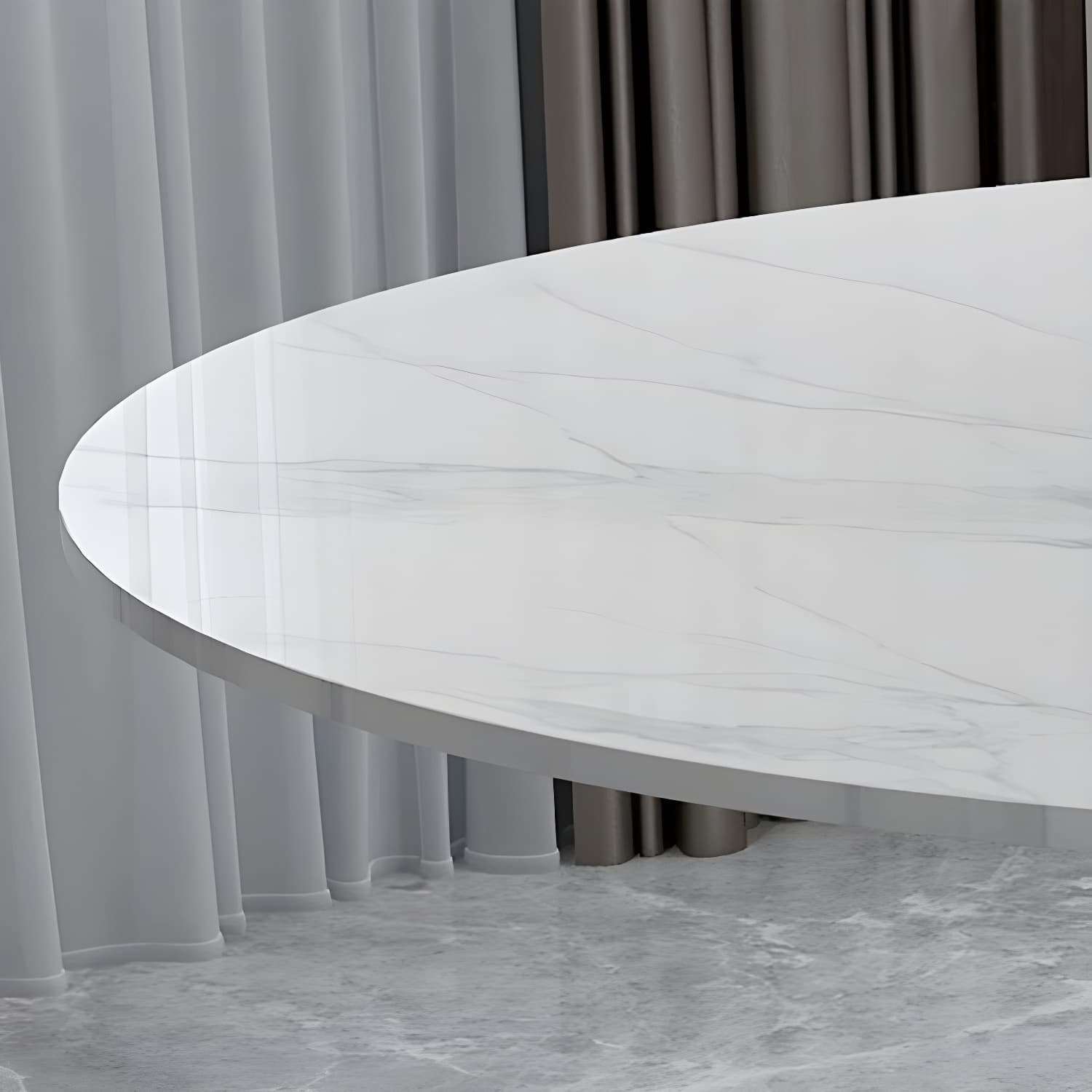 Round Marble Top Dining Table in White Traditional Luxury Dining Table thumbnail 10