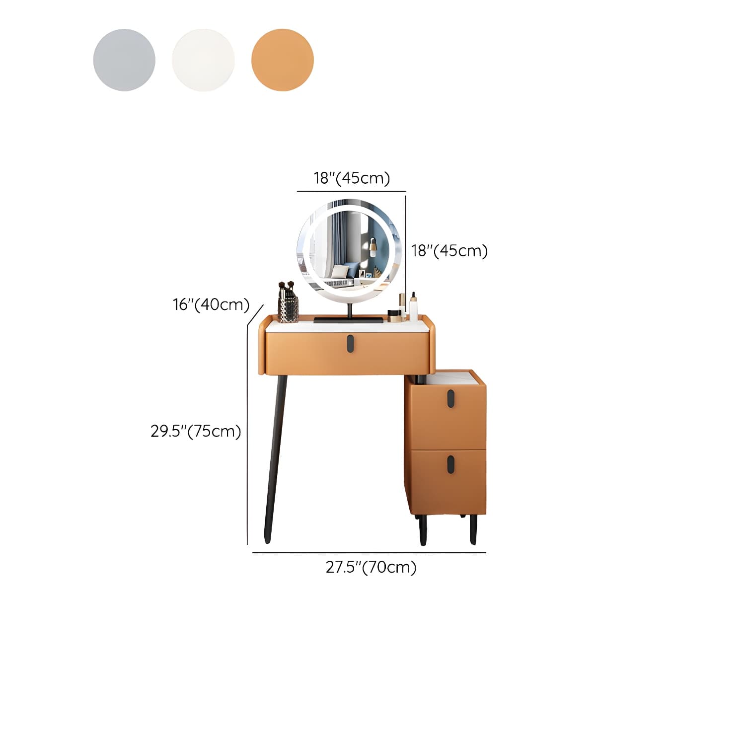 Contemporary Vanity Dressing Table Set with Mirror and Stool thumbnail 20
