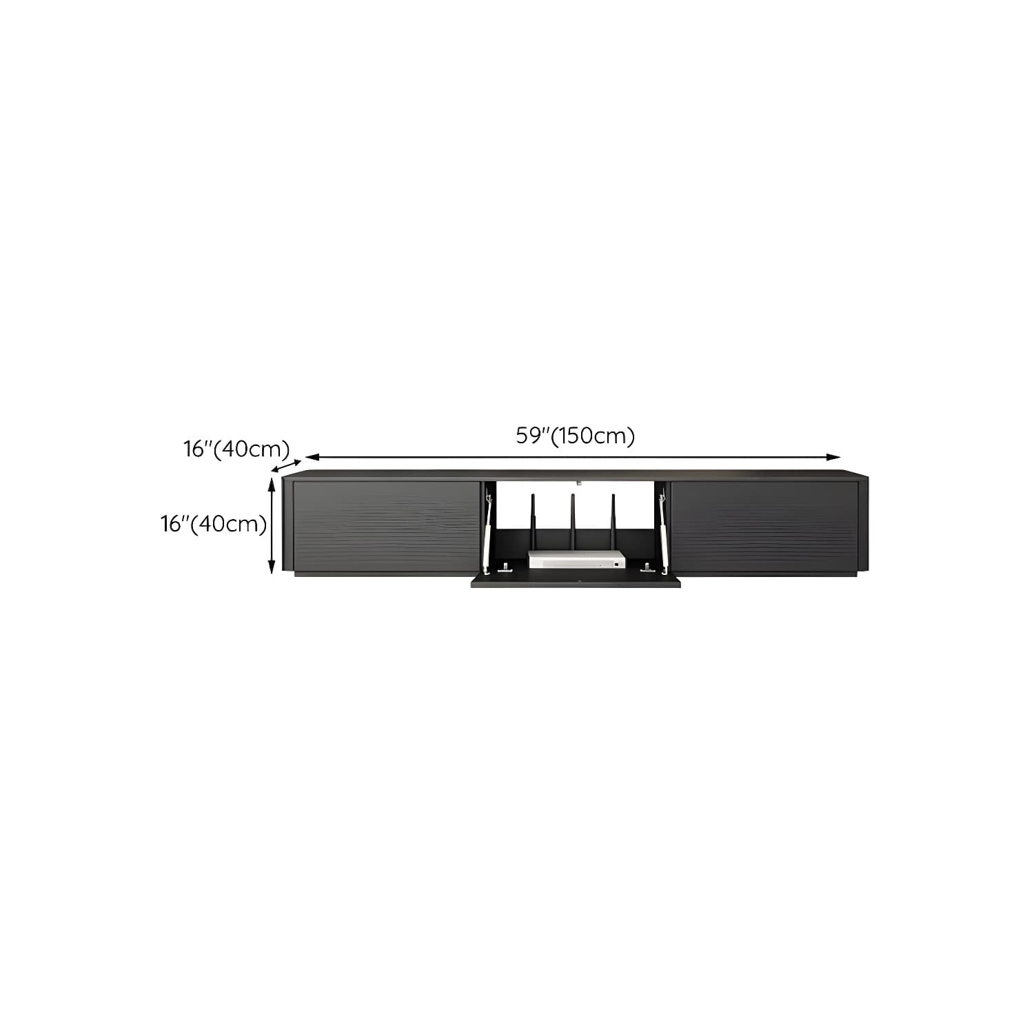 Black Wood TV Stand with Drawers and Cable Management – Modern Style and Low Height thumbnail 10