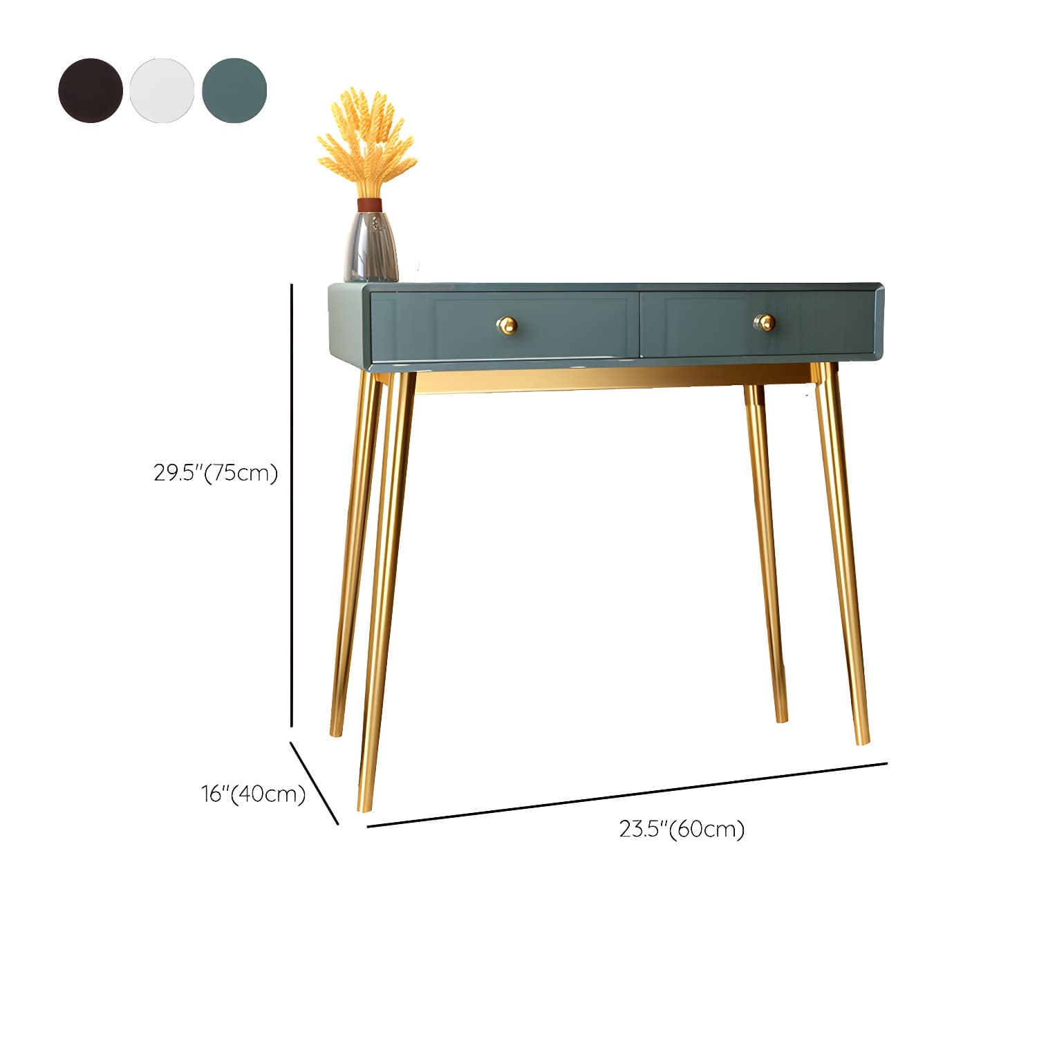 Glam 29.5" Height Wooden Makeup Vanity with Drawers and Mirror thumbnail 15